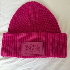 Coach Fuchsia Knit Hat